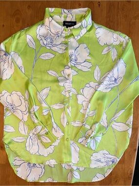 Bailey 44 Neon Green and White Floral Button-Up Shirt